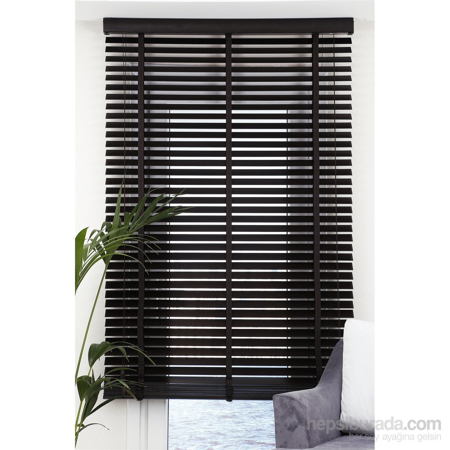 Ahşap Jaluzi Perde Siyah Ahşap Jaluzi Perde Siyah